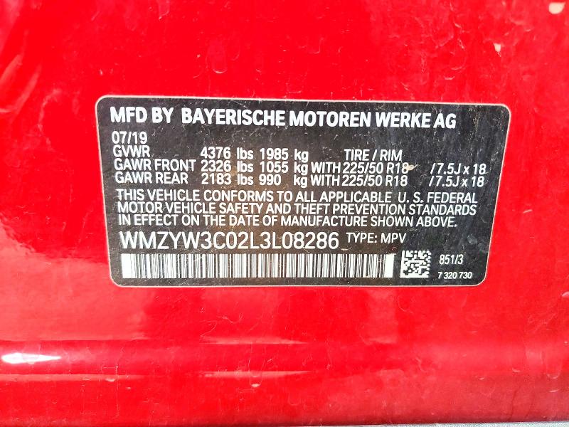 Aukcja sprzedaży 2020 Mini Cooper, vin: WMZYW3C02L3L08286, numer aukcji: 59307566
