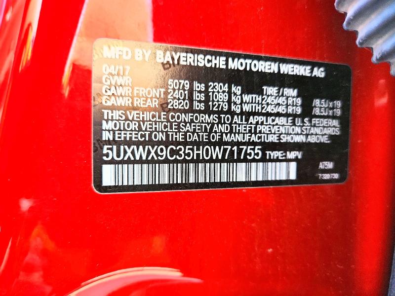 62383936 :رقم المزاد ، 5UXWX9C35H0W71755 vin ، 2017 Bmw X3 مزاد بيع