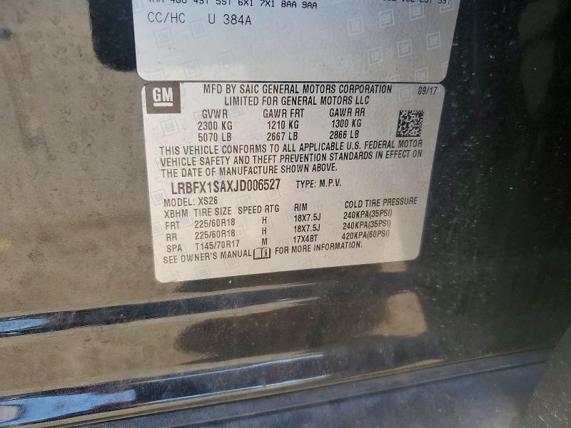 61852386 :رقم المزاد ، LRBFX1SAXJD006527 vin ، 2018 Buick Envision مزاد بيع