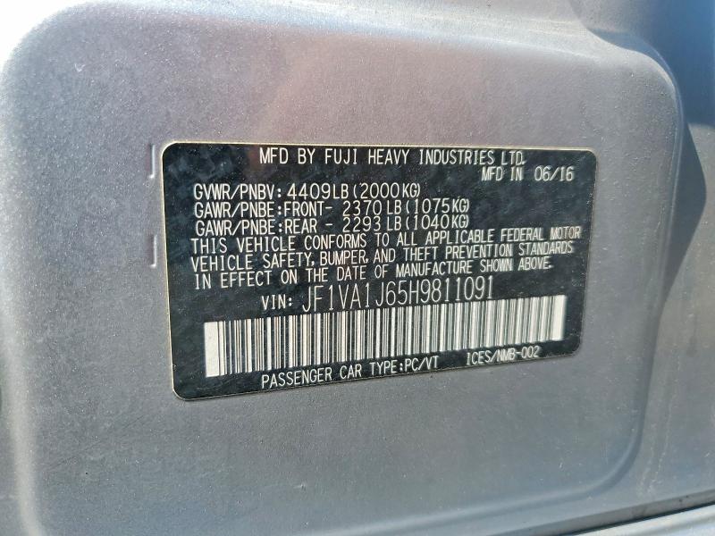 62129436 :رقم المزاد ، JF1VA1J65H9811091 vin ، 2017 Subaru Wrx مزاد بيع
