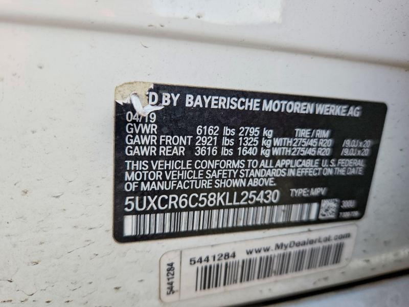 2019 Bmw X5 მანქანა იყიდება აუქციონზე, vin: 5UXCR6C58KLL25430, აუქციონის ნომერი: 61444456