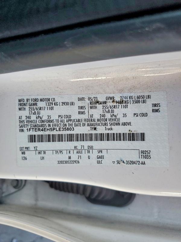 60361856 :رقم المزاد ، 1FTER4EH5PLE35803 vin ، 2023 Ford Ranger مزاد بيع