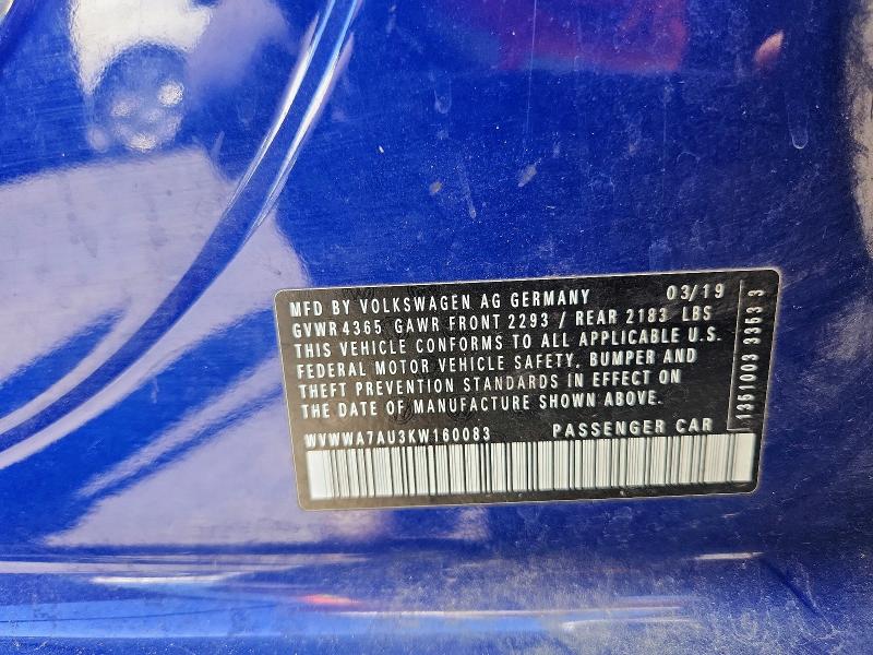 Продаж на аукціоні авто 2019 Volkswagen Golf R, vin: WVWWA7AU3KW160083, номер лоту: 60893856
