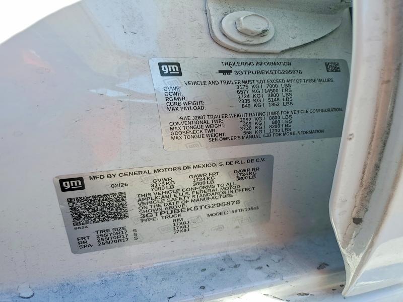 62940436 :رقم المزاد ، 3GTPUBEK5TG295878 vin ، 2026 Gmc Sierra مزاد بيع