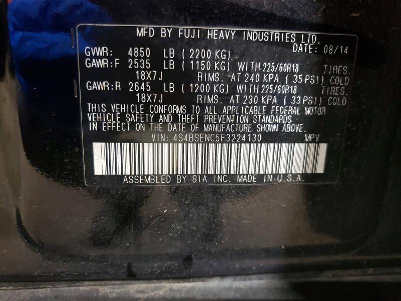 58869136 :رقم المزاد ، 4S4BSENC5F3224130 vin ، 2015 Subaru Outback مزاد بيع