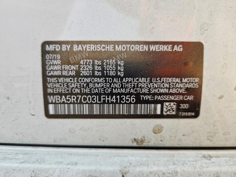 Aukcja sprzedaży 2020 Bmw 330xi, vin: WBA5R7C03LFH41356, numer aukcji: 58284946