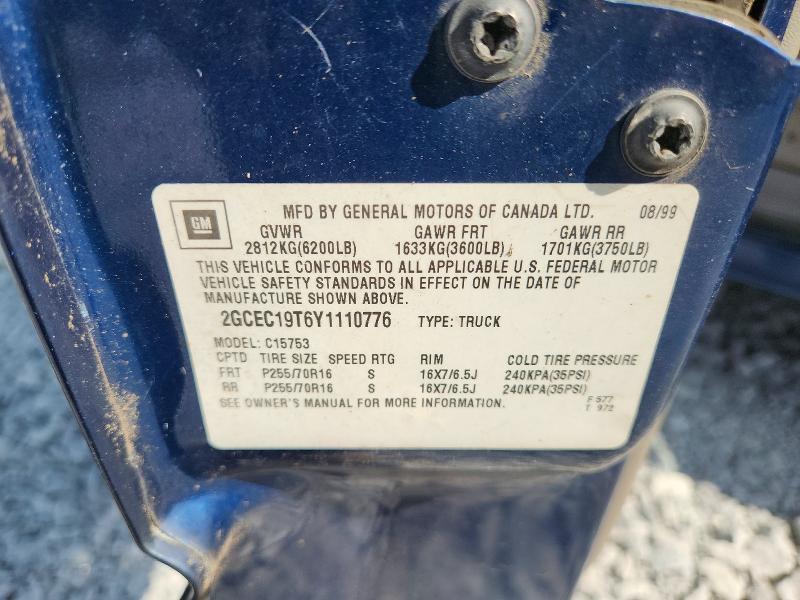 61783326 :رقم المزاد ، 2GCEC19T6Y1110776 vin ، 2000 Chevrolet Silverado مزاد بيع