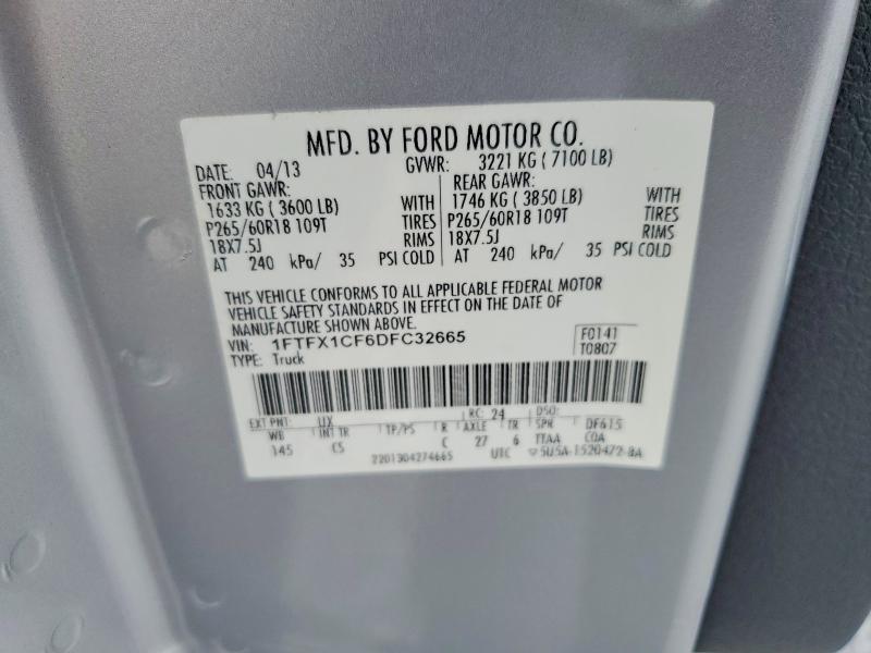 2013 Ford F150 მანქანა იყიდება აუქციონზე, vin: 1FTFX1CF6DFC32665, აუქციონის ნომერი: 62455916