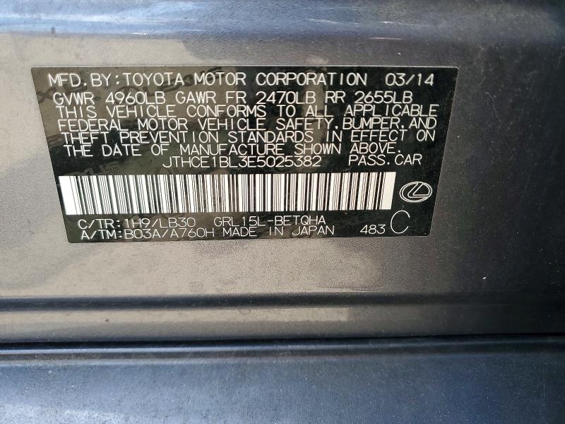 59664996 :رقم المزاد ، JTHCE1BL3E5025382 vin ، 2014 Lexus Gs مزاد بيع