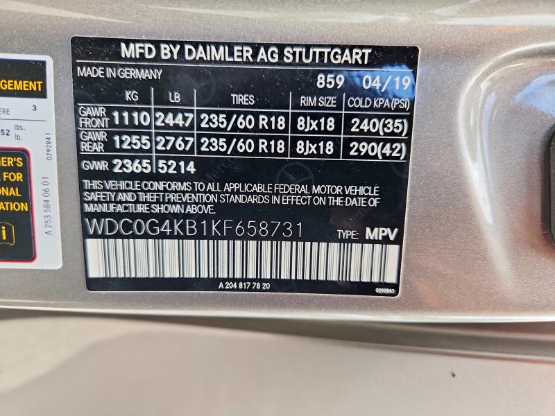Продаж на аукціоні авто 2019 Mercedes-benz Glc, vin: WDC0G4KB1KF658731, номер лоту: 62948116