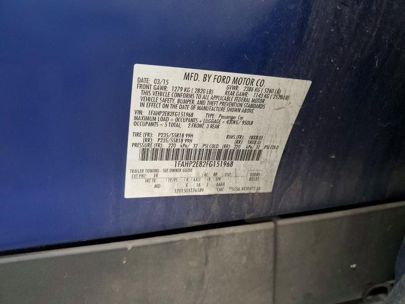 2015 Ford Taurus მანქანა იყიდება აუქციონზე, vin: 1FAHP2E82FG151968, აუქციონის ნომერი: 62641146
