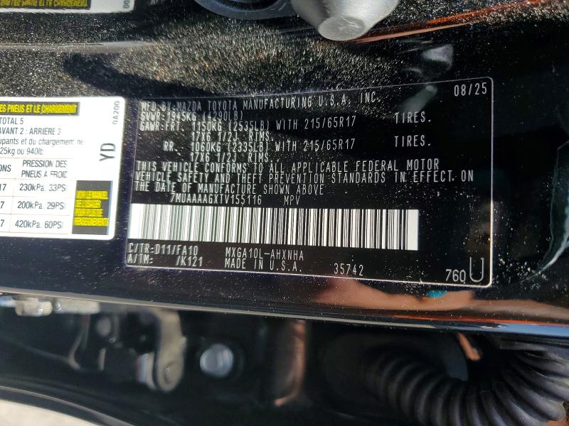 Продаж на аукціоні авто 2026 Toyota Corolla Cross, vin: 7MUAAAAGXTV155116, номер лоту: 63221316