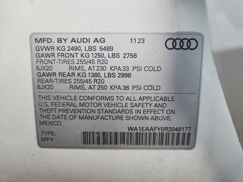 2024 Audi Q5 მანქანა იყიდება აუქციონზე, vin: WA1EAAFY0R2048177, აუქციონის ნომერი: 59818576