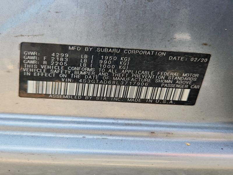 62094606 :رقم المزاد ، 4S3GTAD68L3717906 vin ، 2020 Subaru Impreza مزاد بيع
