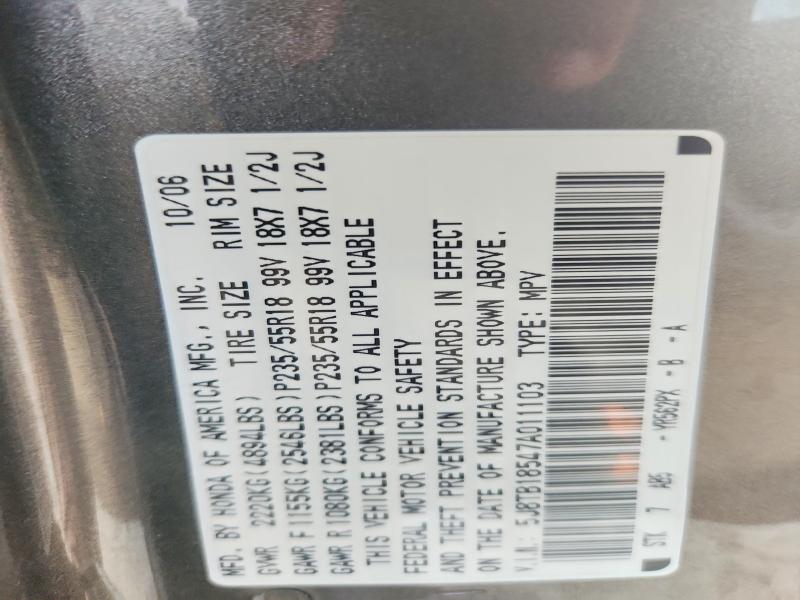 Aukcja sprzedaży 2007 Acura Rdx, vin: 5J8TB18547A011103, numer aukcji: 61145296