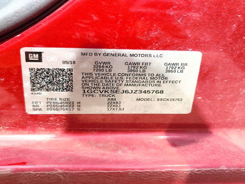 Auction sale of the 2018 Chevrolet Silverado, vin: 1GCVKSEJ6JZ345768, lot number: 60183836