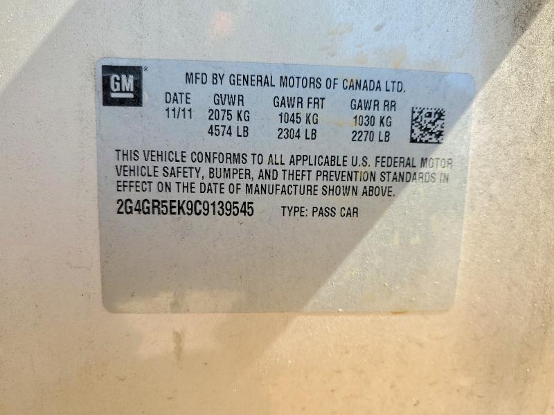 Продаж на аукціоні авто 2012 Buick Regal, vin: 2G4GR5EK9C9139545, номер лоту: 60466976