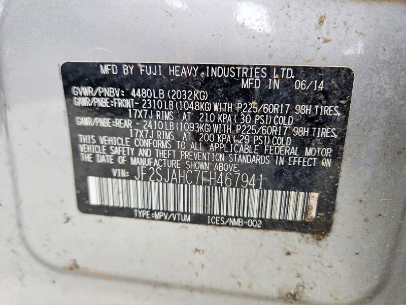 Продажа на аукционе авто 2015 Subaru Forester, vin: JF2SJAHC7FH467941, номер лота: 60219836