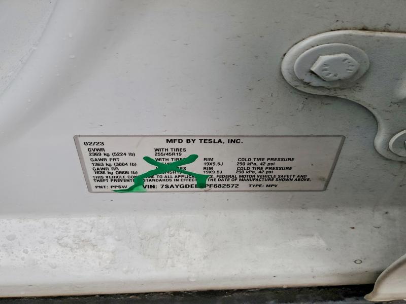 2023 Tesla Model Y მანქანა იყიდება აუქციონზე, vin: 7SAYGDEEXPF682572, აუქციონის ნომერი: 60808256