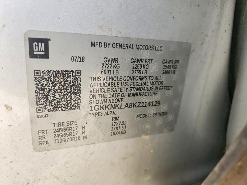 Aukcja sprzedaży 2019 Gmc Acadia, vin: 1GKKNKLA8KZ114129, numer aukcji: 61091876