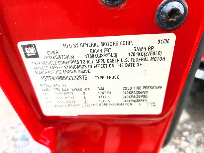 2006 Gmc New Sierra მანქანა იყიდება აუქციონზე, vin: 1GTEK19B66Z232875, აუქციონის ნომერი: 62548256