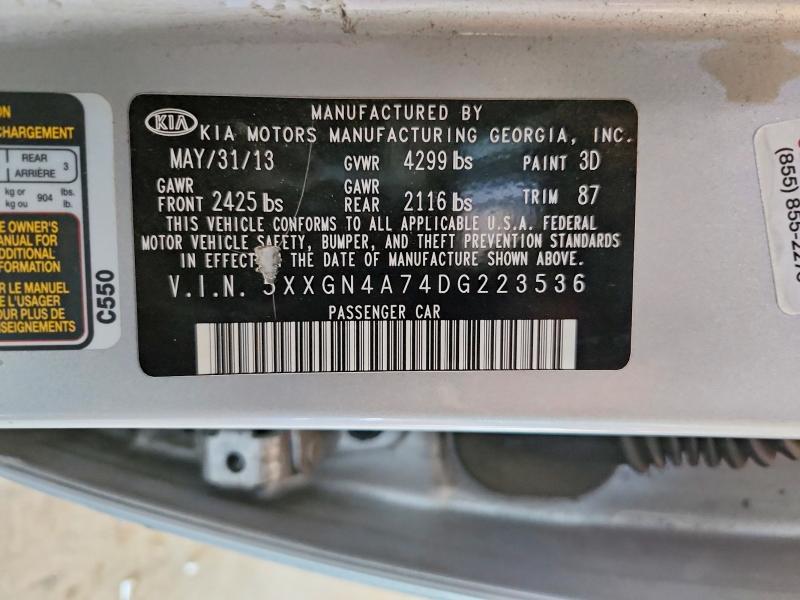 Продажа на аукционе авто 2013 Kia Optima, vin: 5XXGN4A74DG223536, номер лота: 60931146