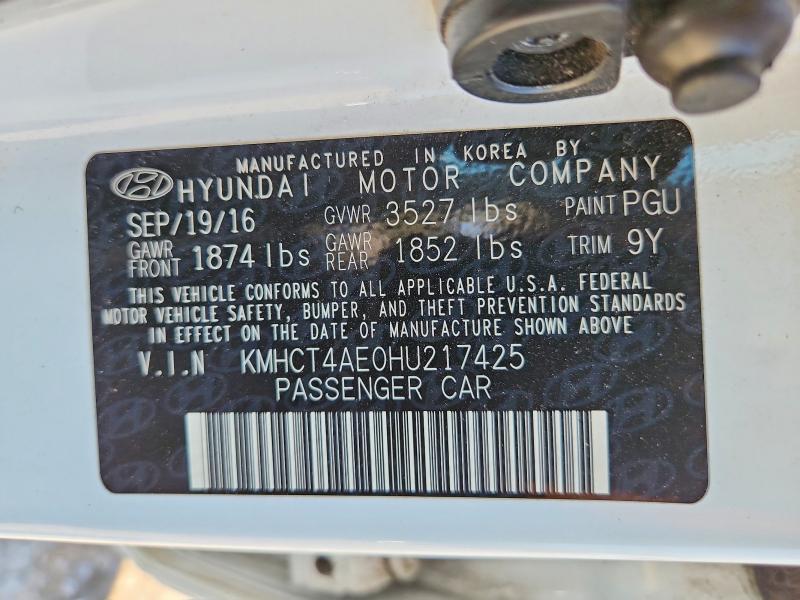Продажа на аукционе авто 2017 Hyundai Accent, vin: KMHCT4AE0HU217425, номер лота: 61600186