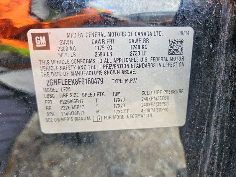 2015 Chevrolet Equinox მანქანა იყიდება აუქციონზე, vin: 2GNFLEEK8F6160479, აუქციონის ნომერი: 59964456