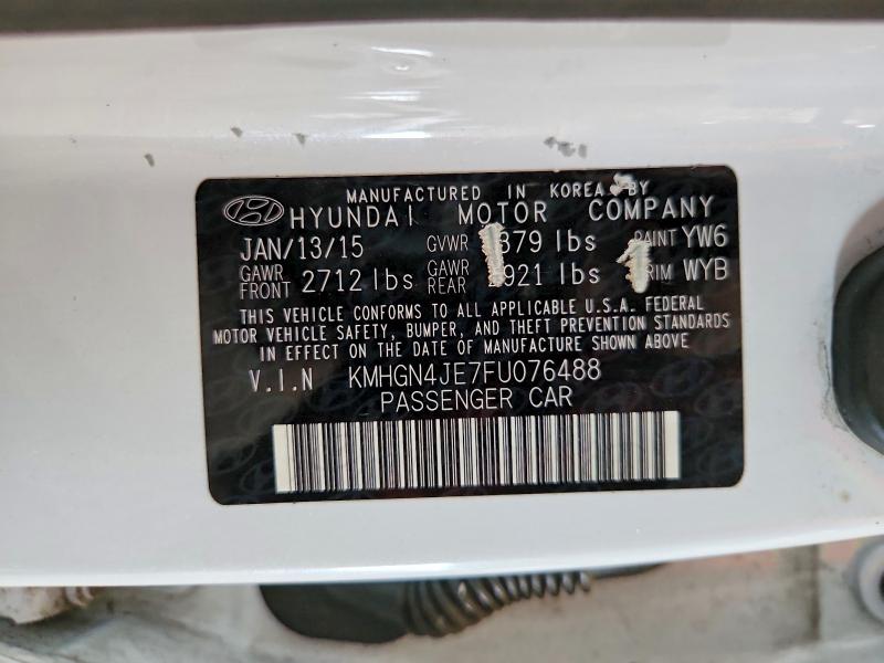 63034076 :رقم المزاد ، KMHGN4JE7FU076488 vin ، 2015 Hyundai Genesis مزاد بيع