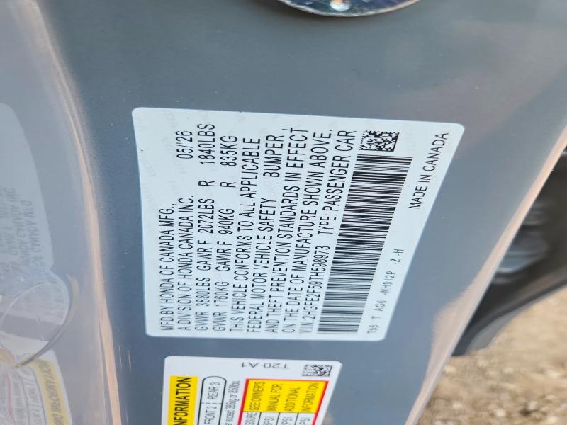 63029116 :رقم المزاد ، 2HGFE2F59TH598973 vin ، 2026 Honda Civic مزاد بيع