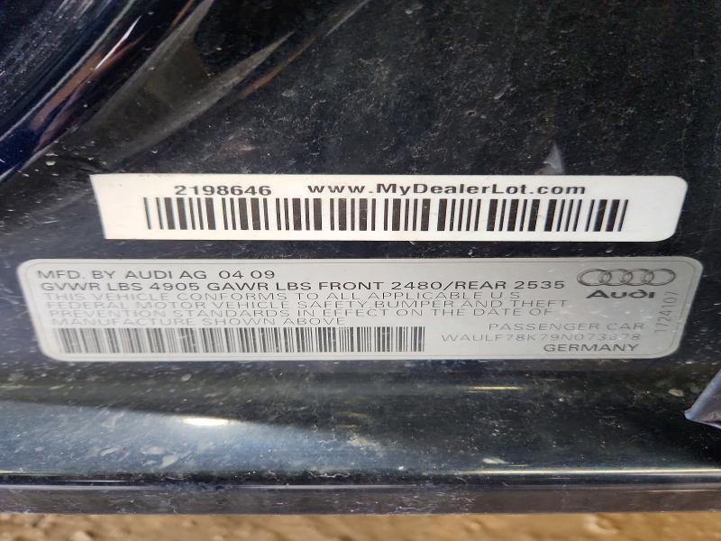 2009 Audi A4 მანქანა იყიდება აუქციონზე, vin: WAULF78K79N073678, აუქციონის ნომერი: 59599666