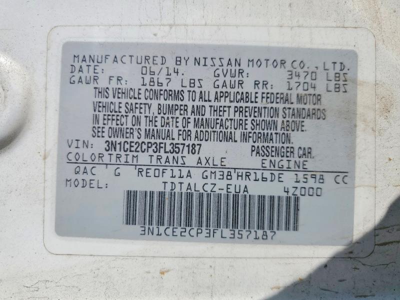 Продаж на аукціоні авто 2015 Nissan Versa Note, vin: 3N1CE2CP3FL357187, номер лоту: 62512666