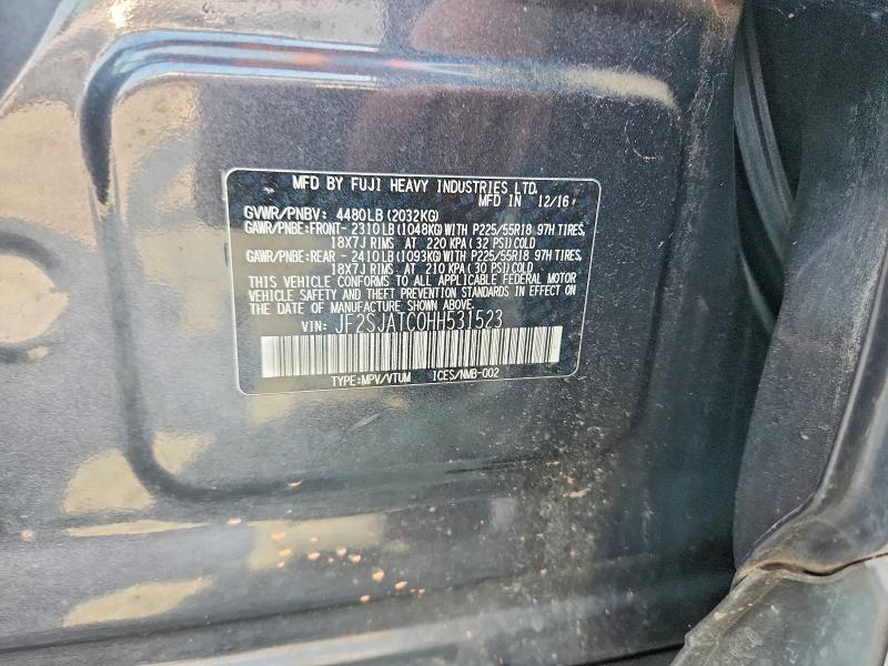 Aukcja sprzedaży 2017 Subaru Forester, vin: JF2SJATC0HH531523, numer aukcji: 62743136
