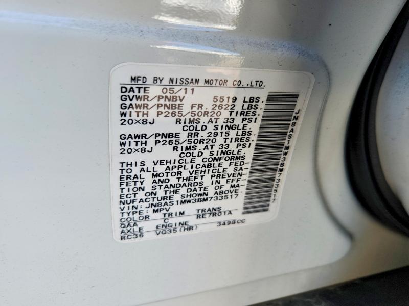 Продажа на аукционе авто 2011 Infiniti Fx35, vin: JN8AS1MW3BM733517, номер лота: 59654786