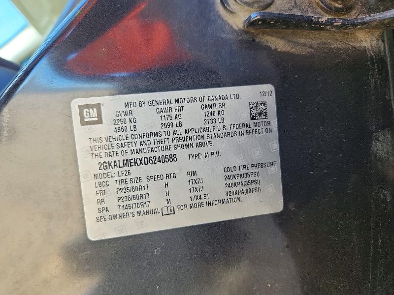 Продаж на аукціоні авто 2013 Gmc Terrain, vin: 2GKALMEKXD6240588, номер лоту: 62139576