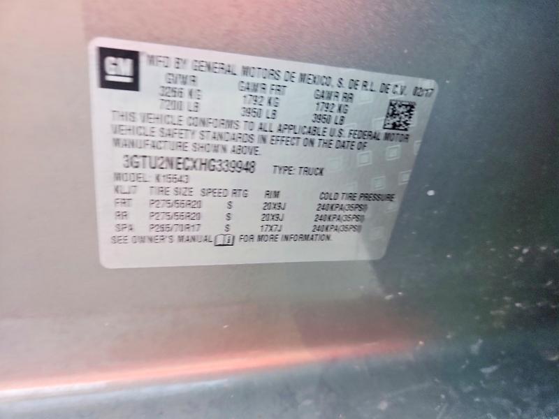 Продаж на аукціоні авто 2017 Gmc Sierra, vin: 3GTU2NECXHG339948, номер лоту: 62350706