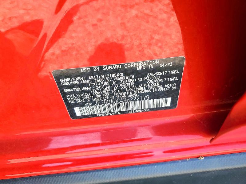 Aukcja sprzedaży 2024 Subaru Crosstrek, vin: JF2GUADC4RH222179, numer aukcji: 61338436