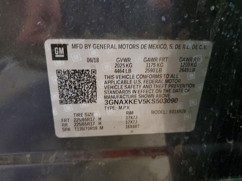 Продаж на аукціоні авто 2019 Chevrolet Equinox, vin: 3GNAXKEV5KS503090, номер лоту: 58309836