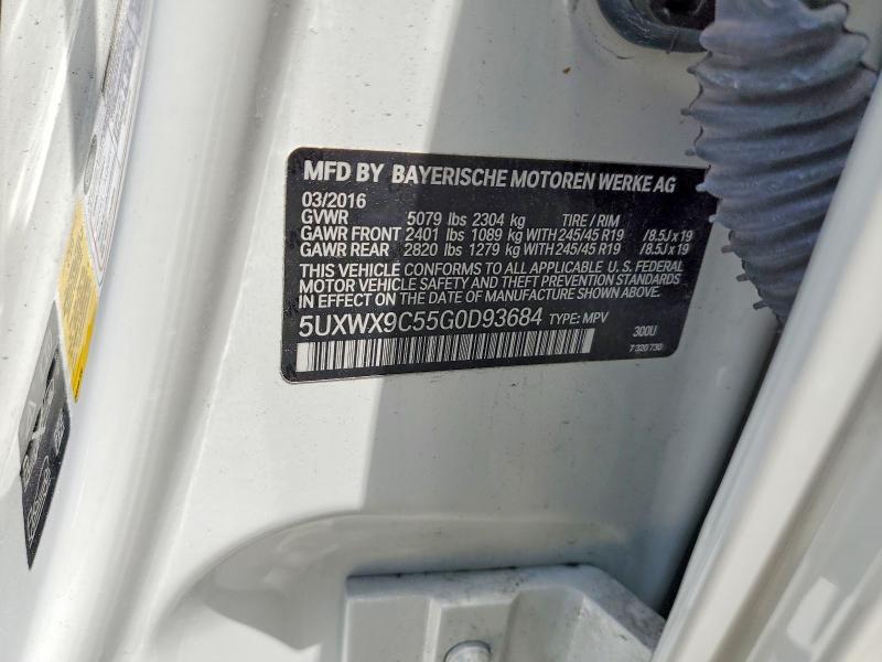 60178166 :رقم المزاد ، 5UXWX9C55G0D93684 vin ، 2016 Bmw X3 مزاد بيع