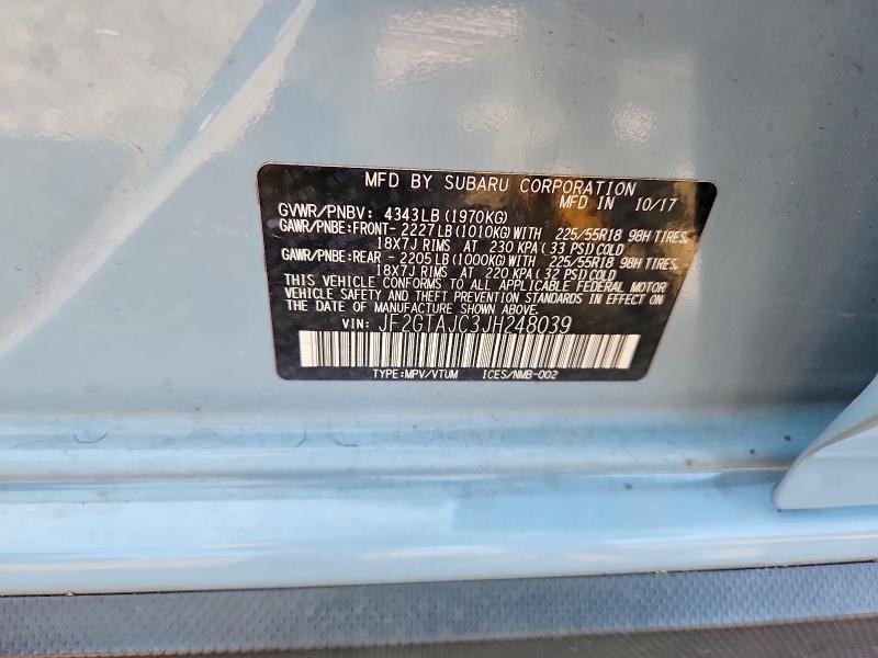 Aukcja sprzedaży 2018 Subaru Crosstrek, vin: JF2GTAJC3JH248039, numer aukcji: 60813336