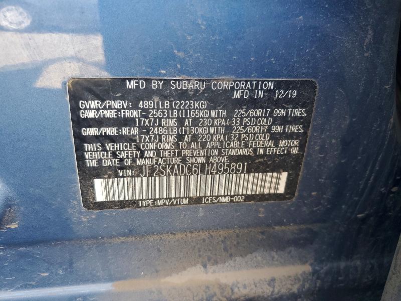 Продажа на аукционе авто 2020 Subaru Forester, vin: JF2SKADC6LH495891, номер лота: 60088086