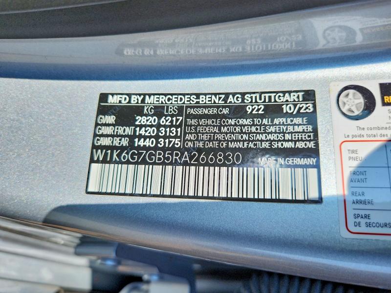 2024 Mercedes-benz S მანქანა იყიდება აუქციონზე, vin: W1K6G7GB5RA266830, აუქციონის ნომერი: 60627126