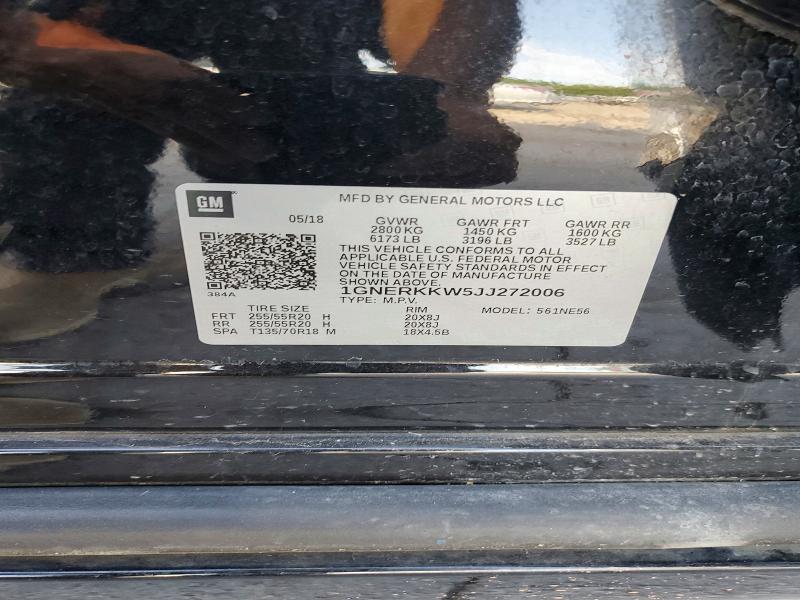 60059586 :رقم المزاد ، 1GNERKKW5JJ272006 vin ، 2018 Chevrolet Traverse مزاد بيع