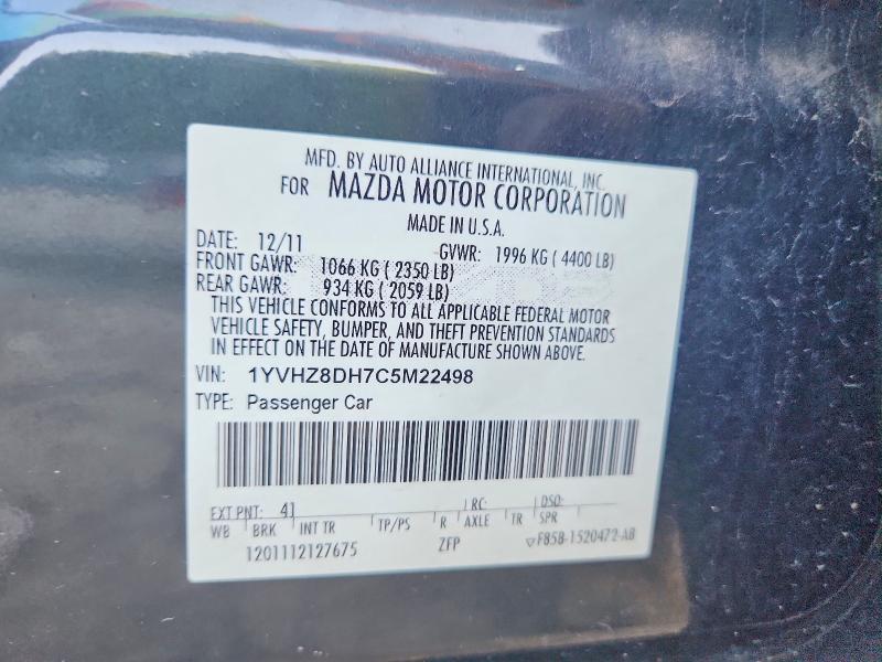 Aukcja sprzedaży 2012 Mazda 6, vin: 1YVHZ8DH7C5M22498, numer aukcji: 62812786