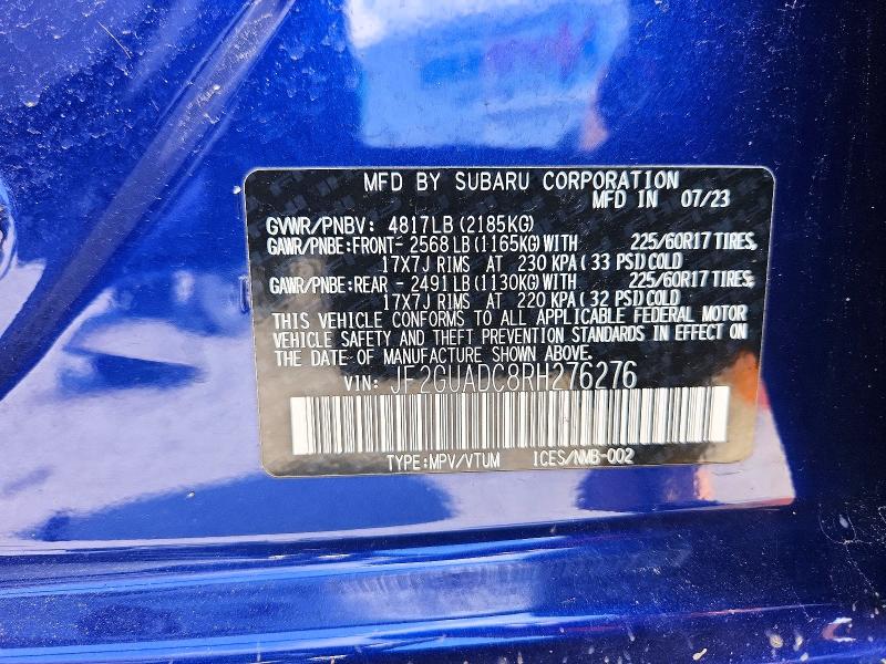 Продажа на аукционе авто 2024 Subaru Crosstrek, vin: JF2GUADC8RH276276, номер лота: 62945156