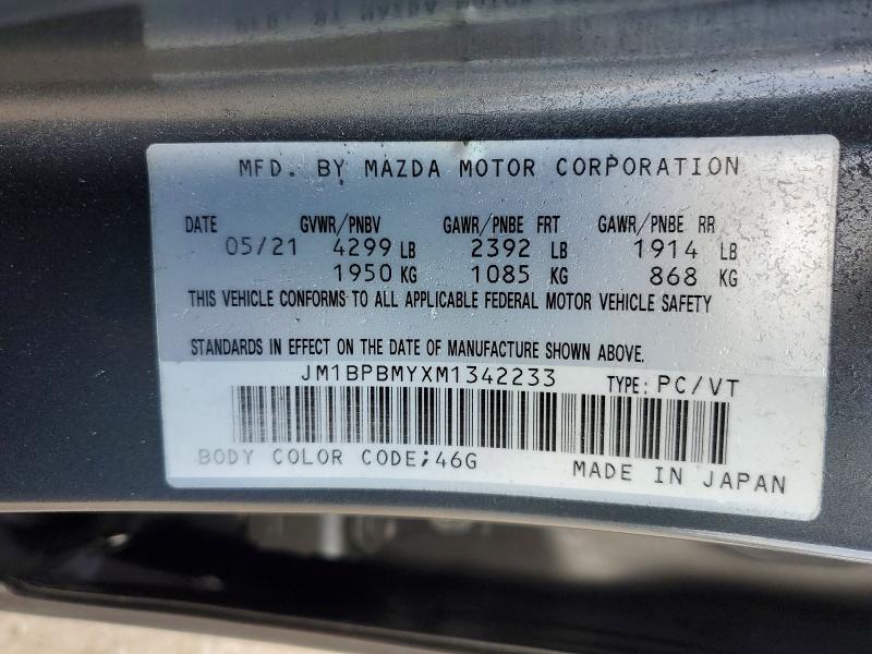 Aukcja sprzedaży 2021 Mazda 3, vin: JM1BPBMYXM1342233, numer aukcji: 60135306