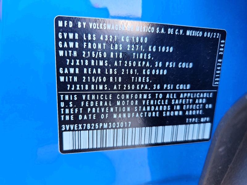 Продаж на аукціоні авто 2023 Volkswagen Taos, vin: 3VVEX7B25PM303017, номер лоту: 59821736