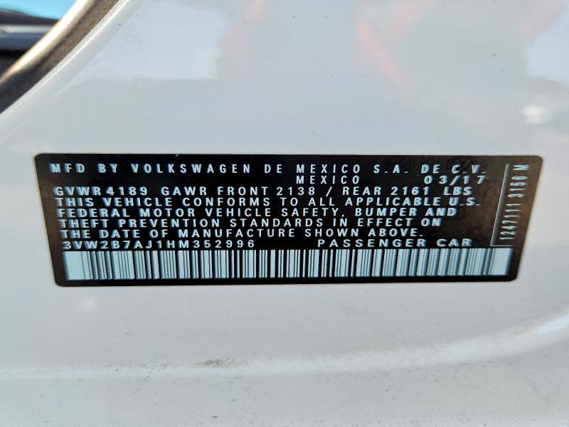 Продаж на аукціоні авто 2017 Volkswagen Jetta, vin: 3VW2B7AJ1HM352996, номер лоту: 61924046
