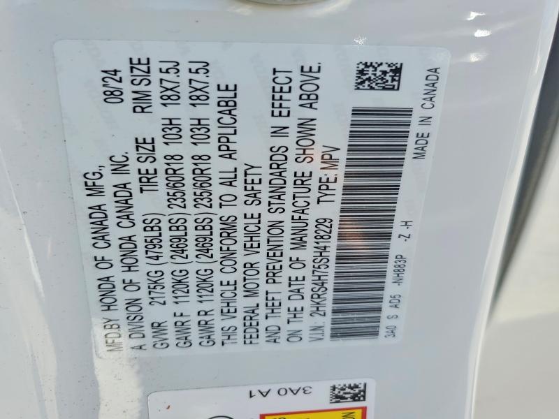 60650056 :رقم المزاد ، 2HKRS4H75SH418229 vin ، 2025 Honda Cr-v مزاد بيع