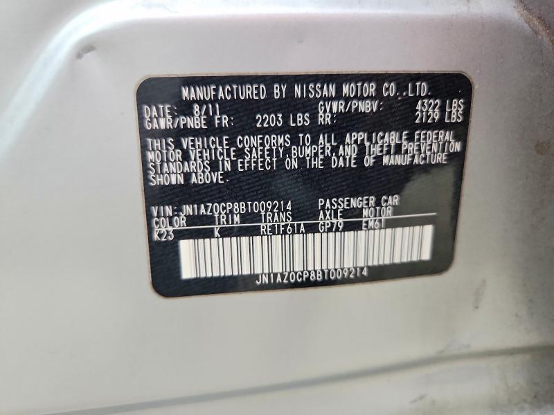 2011 Nissan Leaf მანქანა იყიდება აუქციონზე, vin: JN1AZ0CP8BT009214, აუქციონის ნომერი: 60064776